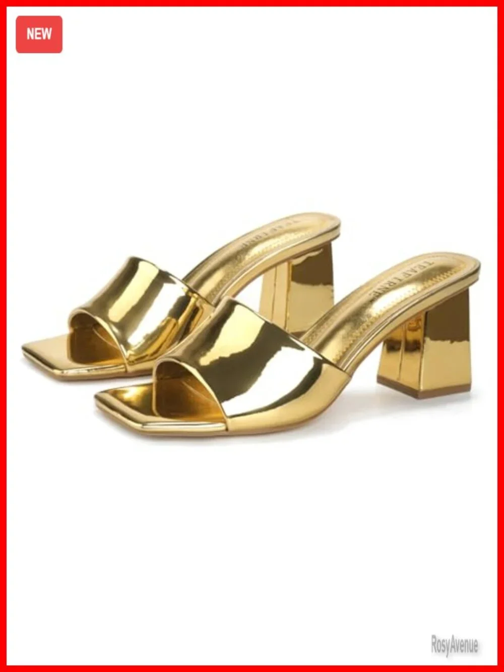 Mule Heels for Women, Square Open Toe Block Heeled Sandals, Slip On Shoes